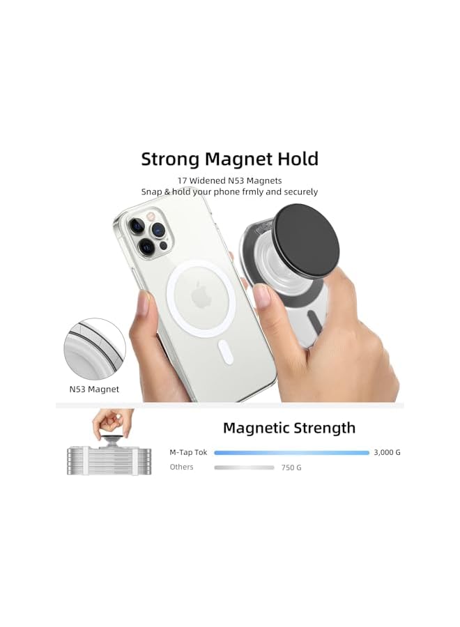S-TOP Magnetic Phone Grip For Magsafe Phones- Phone Stand- Magnetic Finger Phone Grip- Phone Ring Grip- Magsafe Phone Grip Stand- Ring- Grip- Detachable Phone Grip- Adjustable Phone Grip- Universal - Image 3