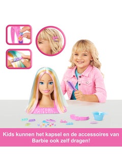 Barbie Doll Styling Head, Blonde Hair with 20+ Hair Styling Accessories Including Star & Butterfly Color Change Hair Clips  - Image 2