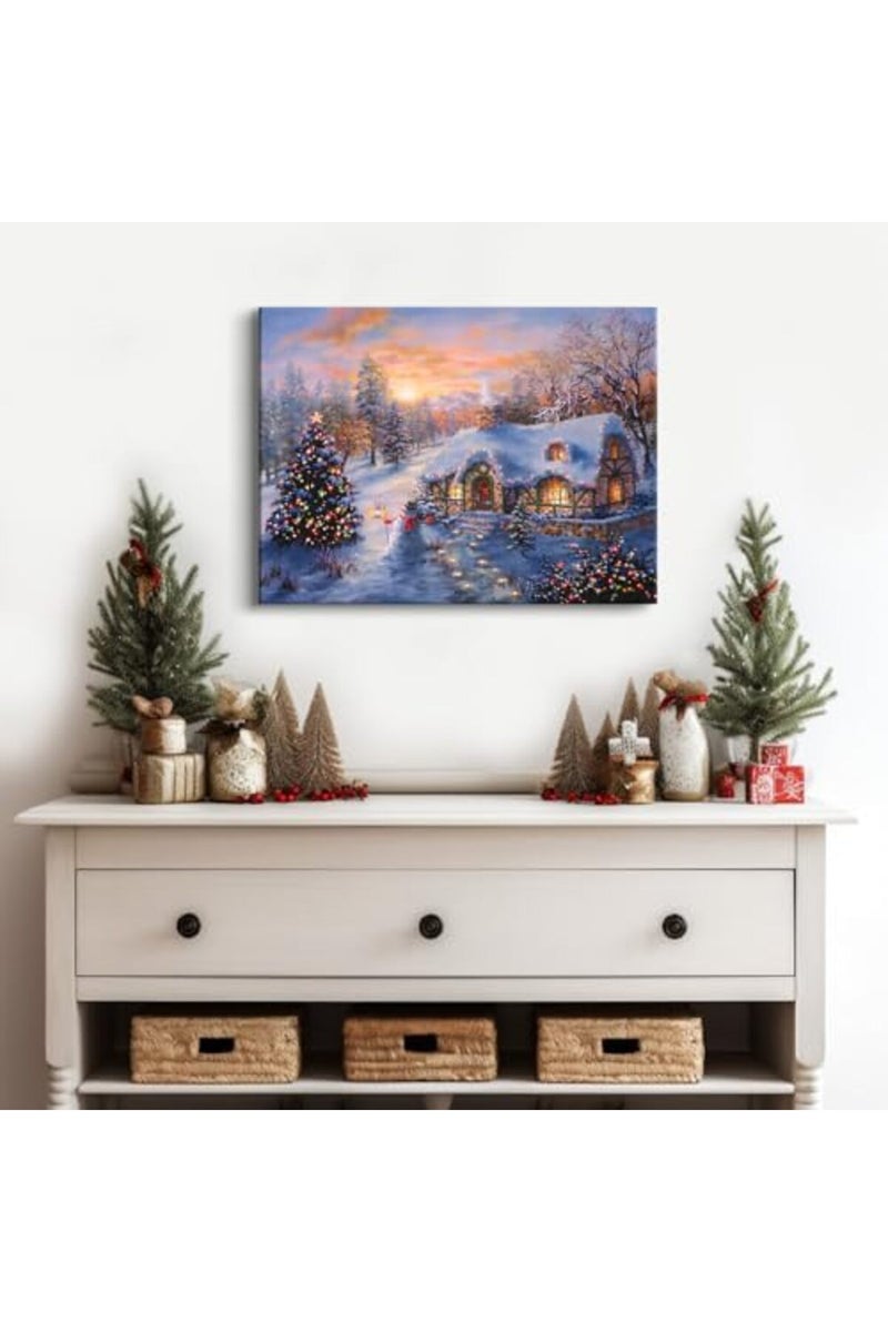 AREBOLO Vintage Christmas Canvas Wall Art - Snowy Landscape - Image 4