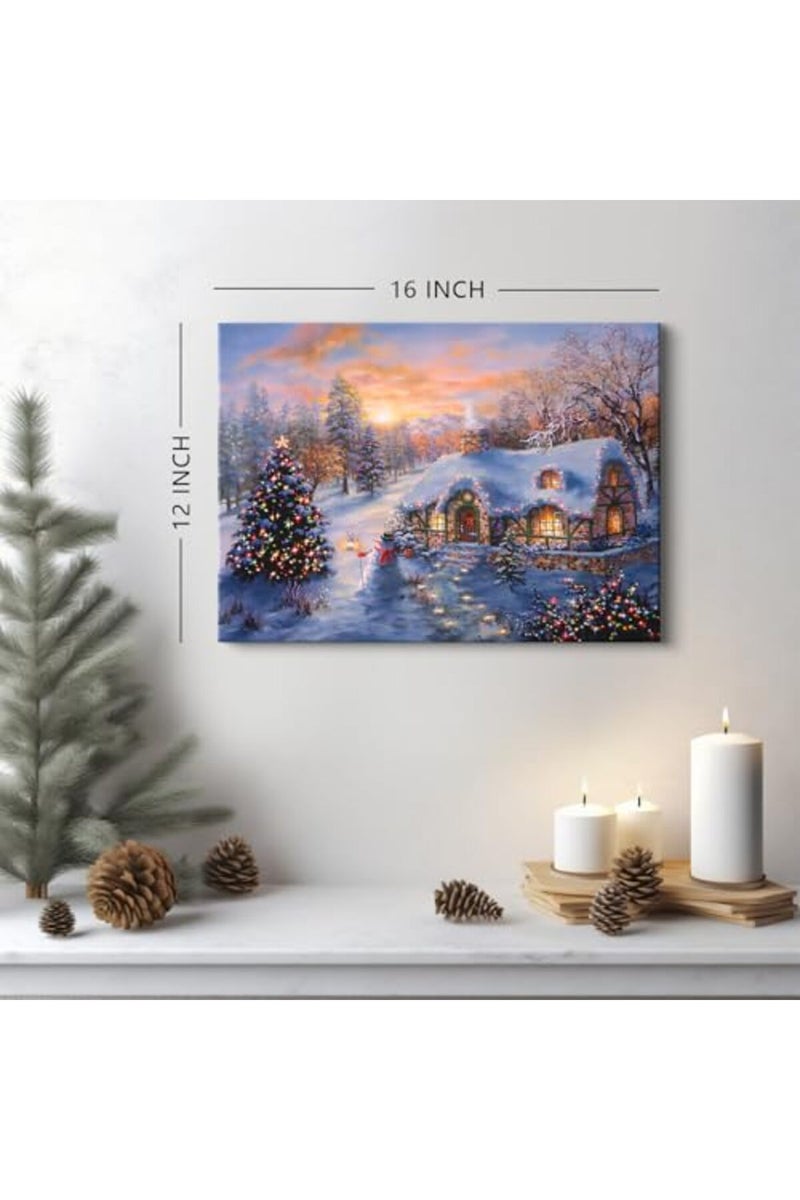 AREBOLO Vintage Christmas Canvas Wall Art - Snowy Landscape - Image 3