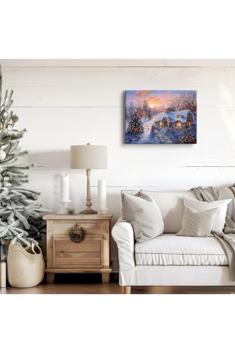AREBOLO Vintage Christmas Canvas Wall Art - Snowy Landscape - Image 5