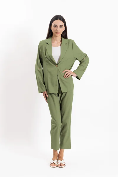 SHAPES LINEN BLEND BLAZER SET