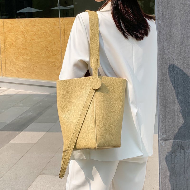 Commuter Women'S Bag Crossbody Bag Niche Design High-End Sense Bag Women'S Shoulder Cowhide Tote Bucket Bag - Image 2