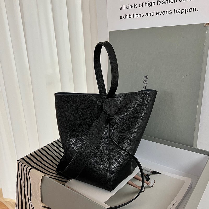 Commuter Women'S Bag Crossbody Bag Niche Design High-End Sense Bag Women'S Shoulder Cowhide Tote Bucket Bag - Image 1