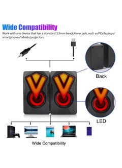 Generic Computer Speakers for Desktop,Laptop Speaker, PC Speaker, USB Small 3.5mm Jack Wired Computer Speaker with High-Quality Stereo Sound, RGB Lights, Volume Contro  - Image 2