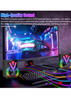 Generic Computer Speakers for Desktop,Laptop Speaker, PC Speaker, USB Small 3.5mm Jack Wired Computer Speaker with High-Quality Stereo Sound, RGB Lights, Volume Contro  - Image 3