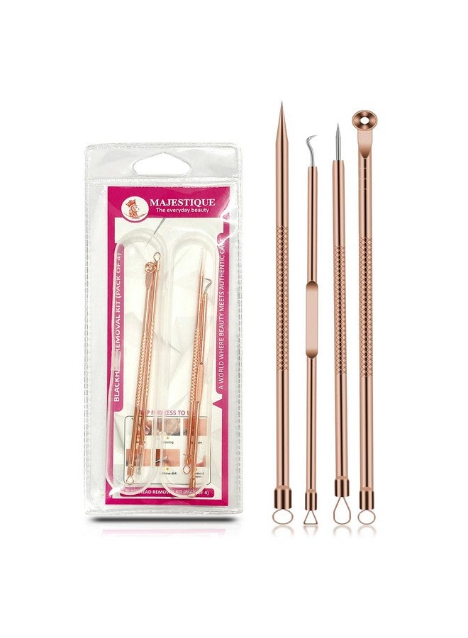 Majestique Blackhead Remover kit 4Pcs Proper Pimple Remover Tool - Blackhead Extractor Tool for Nose Face, Stainless Steel White Head Remover Kit for Men. Women -CMB530 - Image 1