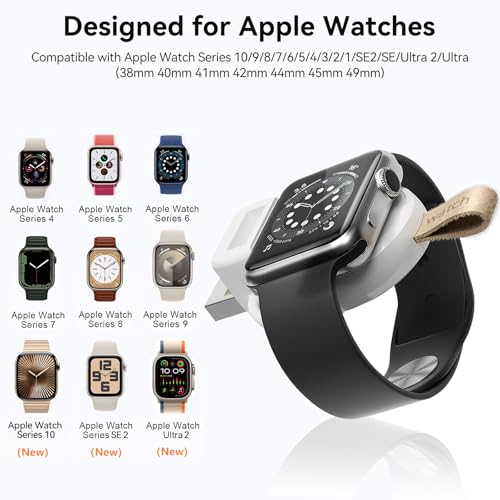 LVFAN Portable iWatch Charger - Wireless Fast Charging for Apple Watch Series 1-7, SE, Ultra (White) - Image 2