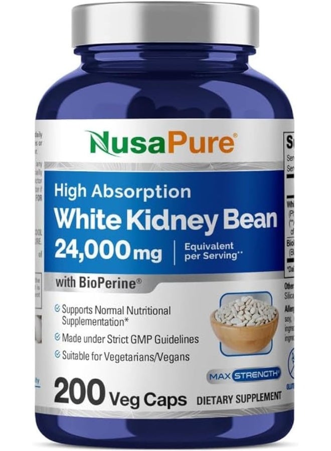 NusaPure NusaPure White Kidney Beans 24,000mg per Serving - Bioperine - Extract 30:1 (Vegan, Non-GMO)  - Image 1