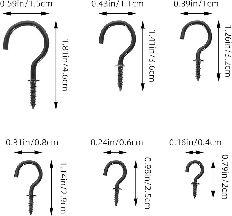 خطافات سقف معدنية سوداء 2 قطعة لتعليق النباتات ومناشف المطبخ والحرف اليدوية - Image 3