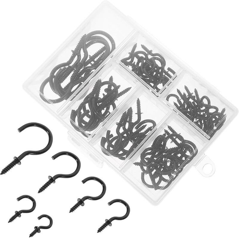 خطافات سقف معدنية سوداء 2 قطعة لتعليق النباتات ومناشف المطبخ والحرف اليدوية - Image 2