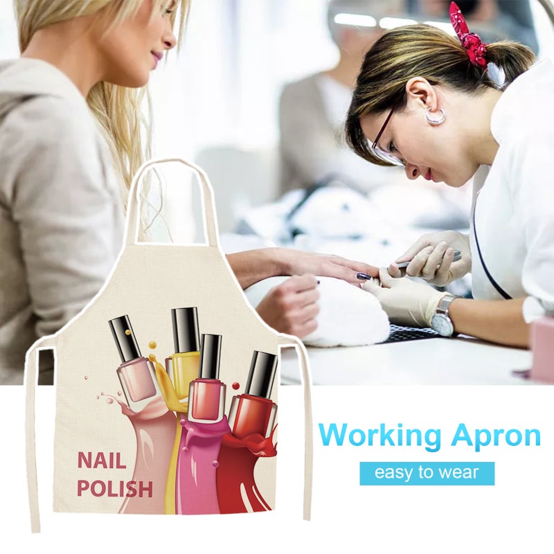 Salon Apron: 68cm X 55cm Adjustable Waterproof Anti-Stain Premium Fabric - Lightweight Soft Easy-Clean Working Apron for Women in Nail Art Salons - Image 2