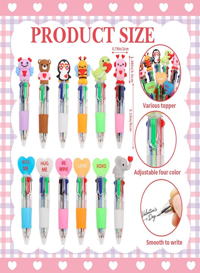 FOIMAS 24pcs Mini Multicolor Pens in One Valentine Mini Multicolor Pens 4-in-1 Ballpoint Pen for Valentine's Day Love Theme Party Supplies Gifts - Image 2