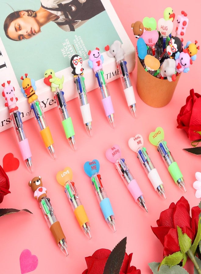 FOIMAS 24pcs Mini Multicolor Pens in One Valentine Mini Multicolor Pens 4-in-1 Ballpoint Pen for Valentine's Day Love Theme Party Supplies Gifts - Image 4