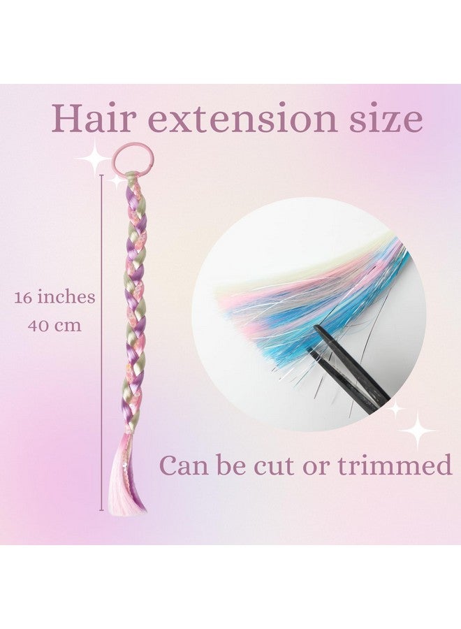 RJMBMUP 8 Pcs Colored Hair Extensions Hairpieces Braids With Rubber Bands Colorful Synthetic Ponytail Hair Accessories - Image 4