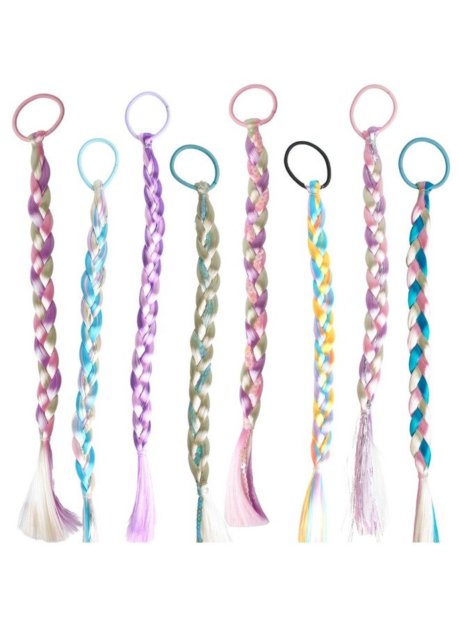 RJMBMUP 8 Pcs Colored Hair Extensions Hairpieces Braids With Rubber Bands Colorful Synthetic Ponytail Hair Accessories - Image 2