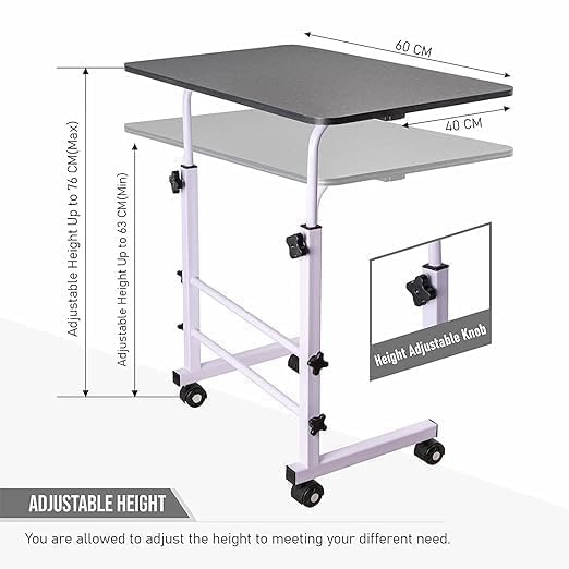 VISBY INDIA MultiPurpose Laptop Table Study Table Bed Table Adjustable Height Portable for Office Work Form Home DIY Table Easy to Assemble Engineered BLACKSS Heights - Image 2