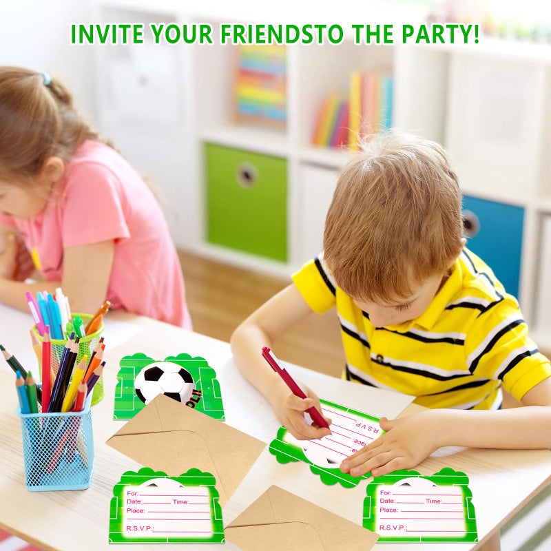 HONGP 10Pcs Football Party Invitations for Kids,Party Invitations Kids Birthday Party Invitations with Envelopes, Double Sided Hero Theme Invites Cards for Birthday Boys Girls Party - Image 2