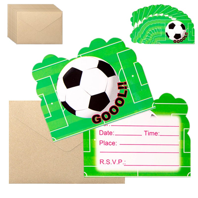HONGP 10Pcs Football Party Invitations for Kids,Party Invitations Kids Birthday Party Invitations with Envelopes, Double Sided Hero Theme Invites Cards for Birthday Boys Girls Party - Image 1
