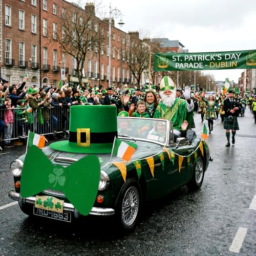 Arrowbash St. Patrick's Day Parade Golf Cart Decoration Kit Giant Leprechaun Hat Shamrock Bow Tie Car Decoration Irish Saint Patricks Day Golf Cart Festival Decor Parade Supplies - Image 5