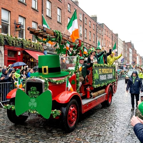 Arrowbash St. Patrick's Day Parade Golf Cart Decoration Kit Giant Leprechaun Hat Shamrock Bow Tie Car Decoration Irish Saint Patricks Day Golf Cart Festival Decor Parade Supplies - Image 2
