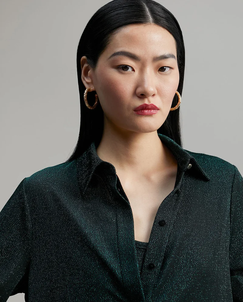 Lola Casademunt Long shimmer knit oversized blouse