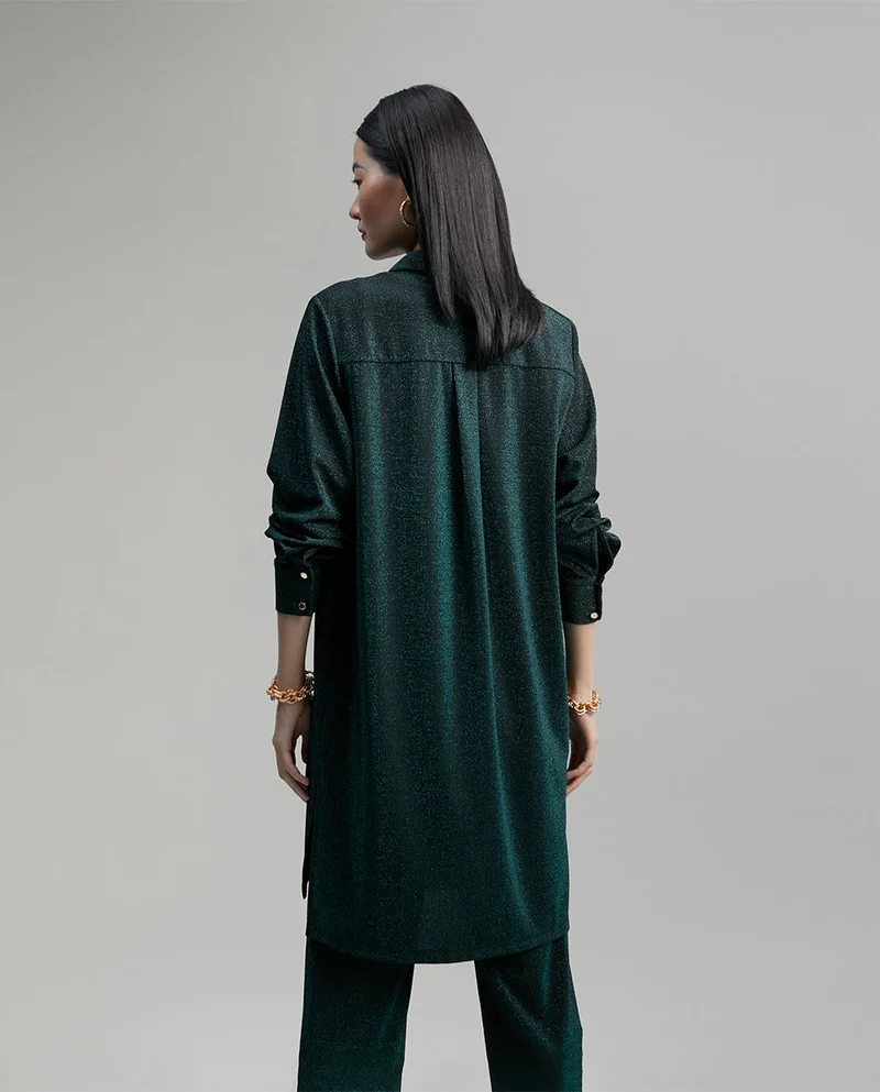 Lola Casademunt Long shimmer knit oversized blouse
