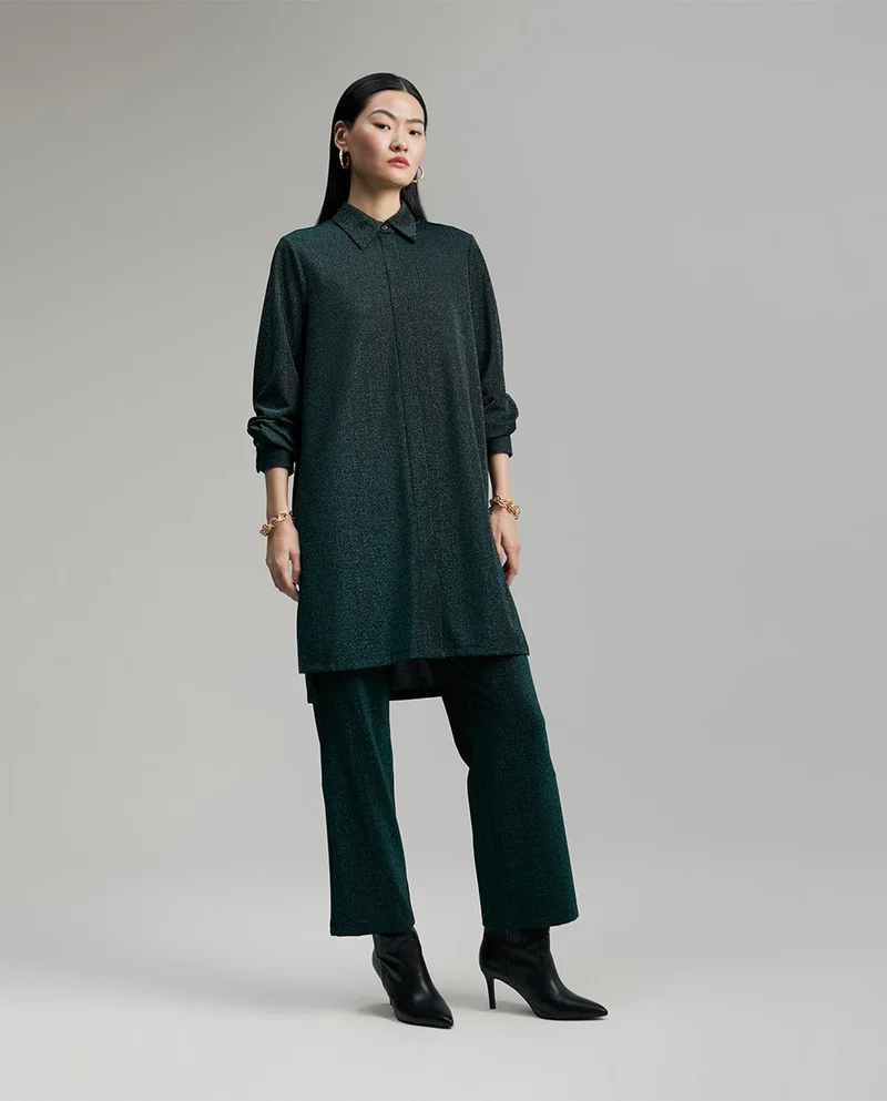 Lola Casademunt Long shimmer knit oversized blouse