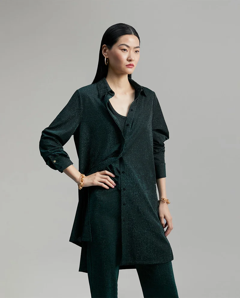 Lola Casademunt Long shimmer knit oversized blouse