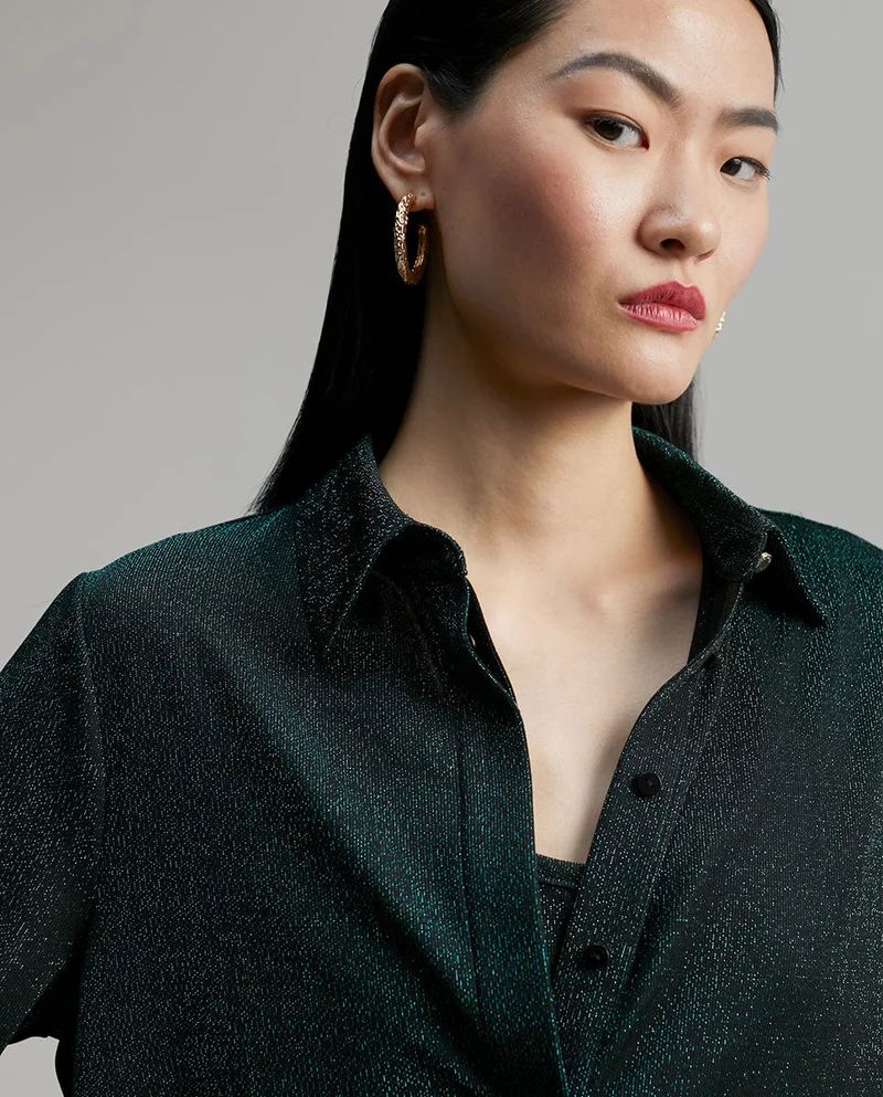 Lola Casademunt Long shimmer knit oversized blouse