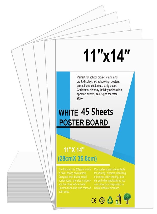 rookea 45 Pcs White Poster Board Paper 11x 14 Bulk, ROOKEA Vision Boards Blank Poster Paper for School Arts and Crafts, Classroom Projects, Presentations, Drawing, Scrapbooking, Graphic Displays - Image 1