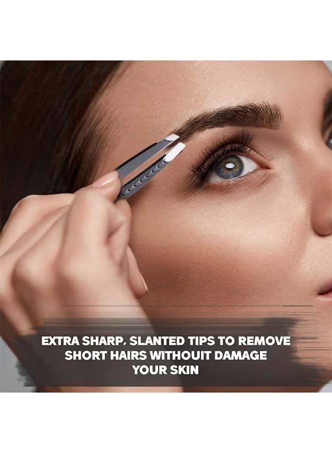 2PCS Slant Tweezer, Stainless Steel, High Precision Hair Removal - Image 2
