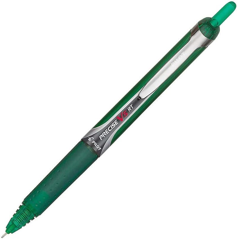 PILOT Precise V5 RT Refillable & Retractable Rollerball Pens, Extra Fine Point Pens 0.5 mm, Green, Pack of 12 - Ideal for School, Journaling & Office Writing - Image 5