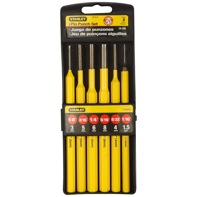 STANLEY 418226 6 Piece Pin Punches Set Yellow and Black - Image 1