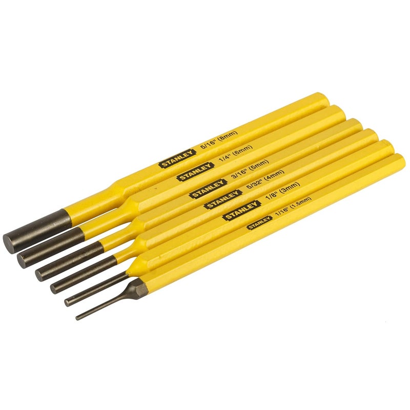 STANLEY 418226 6 Piece Pin Punches Set Yellow and Black - Image 4