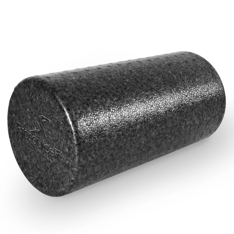 ProsourceFit High Density Foam Rollers 12 - inches long, Firm Full Body Athletic Massage Tool for Back Stretching, Yoga, Pilates, Post Workout Muscle Recuperation, Black - Image 1