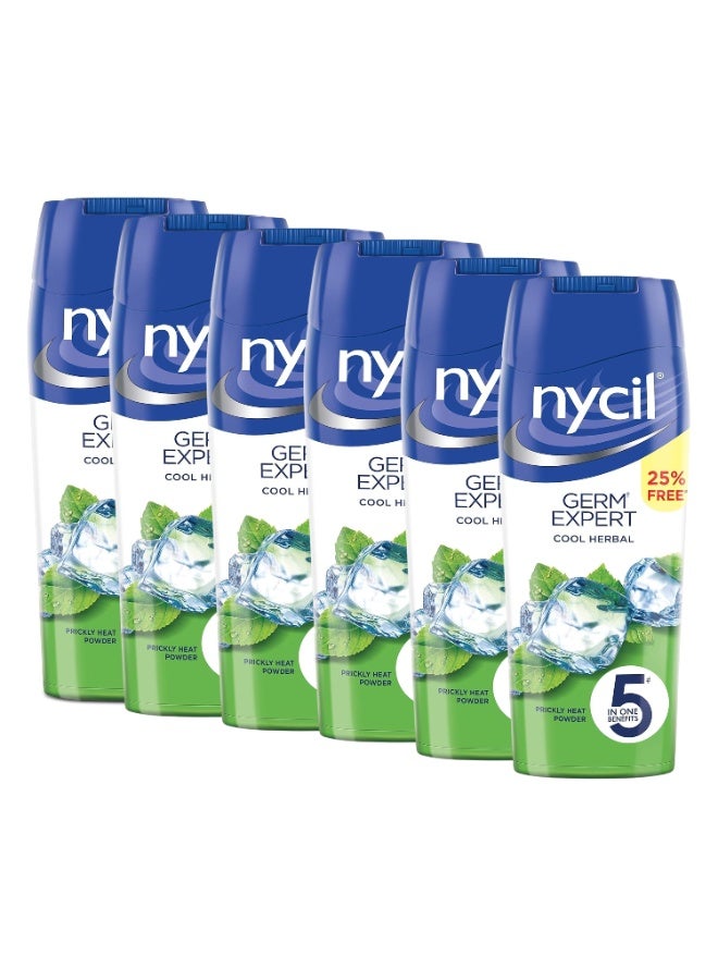 Nycil Germ Expert (Cool Herbal) Cooling Talcum Powder 150g X 6Pcs - Image 1