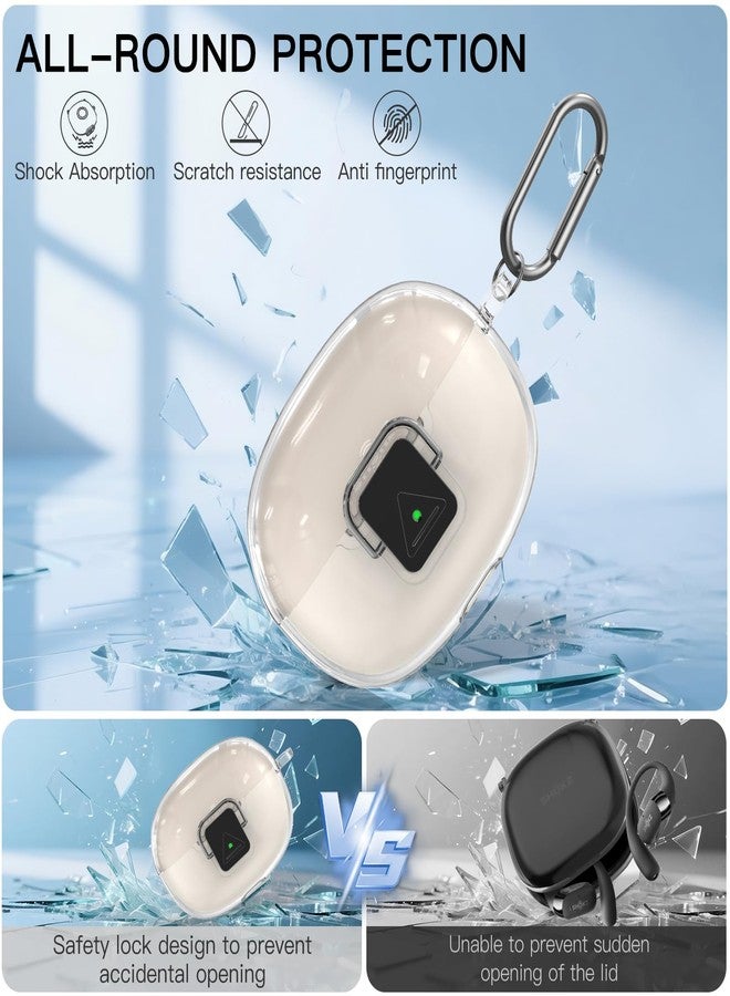 TUDIOW for SHOKZ OpenDots ONE Case, [with Lock] OpenDots ONE Case Cover Clear TPU Shockproof Protective Compatible with SHOKZ OpenDots One's Earbuds Accessories with Cleaning Kit & Keychain(Clear) - Image 4
