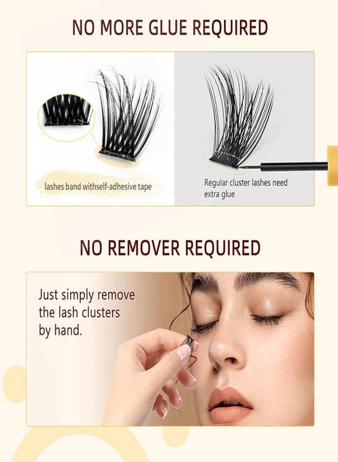 PHIXBEAR Self Adhesive Eyelashes No Glue Needed 120pcs Natural Self Adhesive Lash Clusters Wispy Reusable Press on Lashes Pre-Glue 10-16mm Individual Lashes C Curl DIY Eyelash Extensions - Image 4