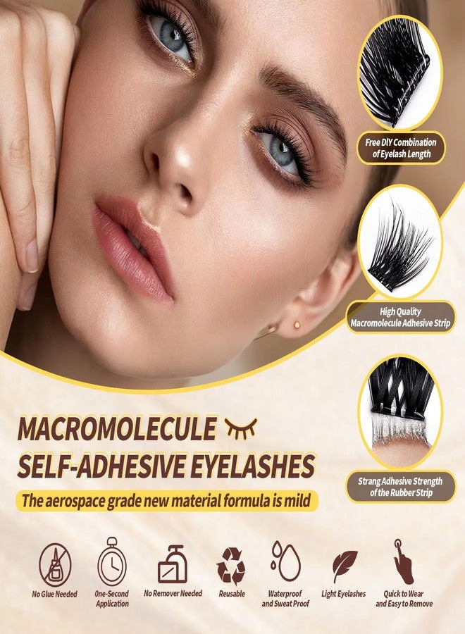 PHIXBEAR Self Adhesive Eyelashes No Glue Needed 120pcs Natural Self Adhesive Lash Clusters Wispy Reusable Press on Lashes Pre-Glue 10-16mm Individual Lashes C Curl DIY Eyelash Extensions - Image 2