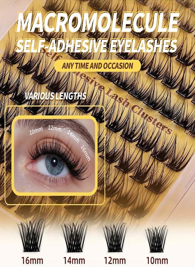 PHIXBEAR Self Adhesive Eyelashes No Glue Needed 120pcs Natural Self Adhesive Lash Clusters Wispy Reusable Press on Lashes Pre-Glue 10-16mm Individual Lashes C Curl DIY Eyelash Extensions - Image 3