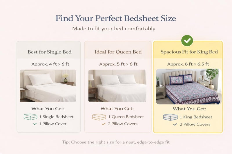 ElanorHomes 240 TC Cotton Double King Size Bedsheet | Hand Printed | Ultra-Soft & Skin-Safe | Breathable Summer Comfort | 93x108 inches with 2 Pillow Covers (Blue Floral Motifs) - Image 4