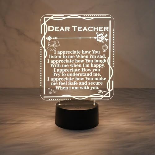 GIFTMEBAZAR Inspirational Night Lamp Appreciation Gifts for Teacher | Warm White Light with On/Off Touch | Thankyou Gift for Teacher | School Teacher Gift - Image 2