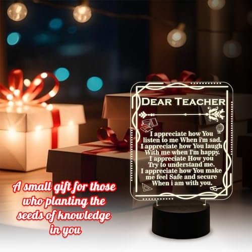 GIFTMEBAZAR Inspirational Night Lamp Appreciation Gifts for Teacher | Warm White Light with On/Off Touch | Thankyou Gift for Teacher | School Teacher Gift - Image 3
