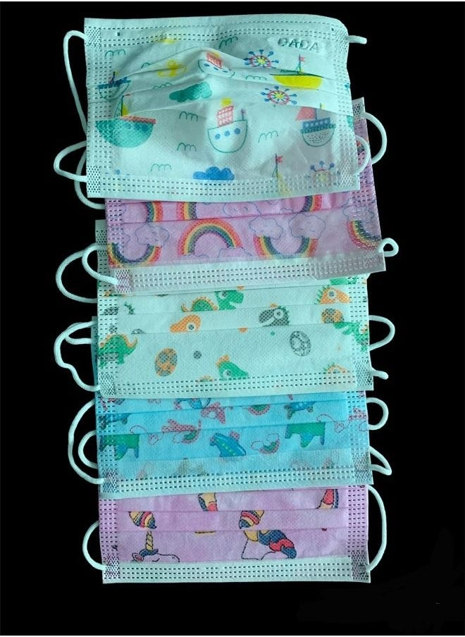 Generic 100 Pcs Disposable Face Mask For Kids With Multicolor And Multiple Design  - Image 1