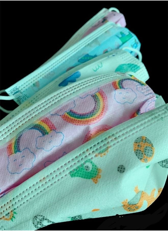 Generic 100 Pcs Disposable Face Mask For Kids With Multicolor And Multiple Design  - Image 2