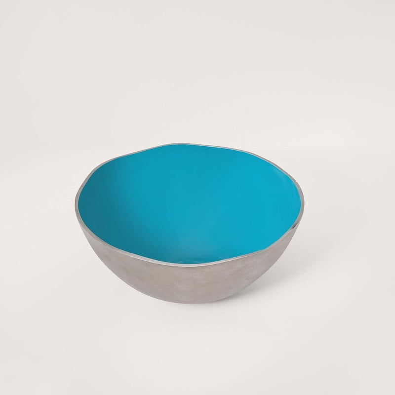 Ellementry Teal MetalEnamel Fusion Fruit Bowl Large Color Teal Metal Kitchenware Versatile Fruit Bowl Decor Handcrafted Sustainable Food Safe Gifting - Image 3