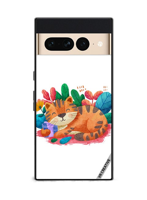 Protective Case Cover For Google Pixel 7 Pro Sleepy Cat Design Multicolour
