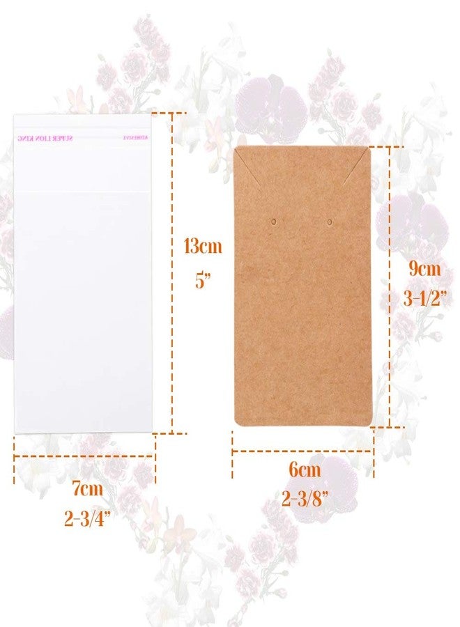 Anezus 100 Pcs Earring Display Cards with 200 Earring Backs and 100 Self-Sealing Bags for Earrings, Necklace & Jewelry Display, Kraft Color 3.5x2.4 Inches - Image 4