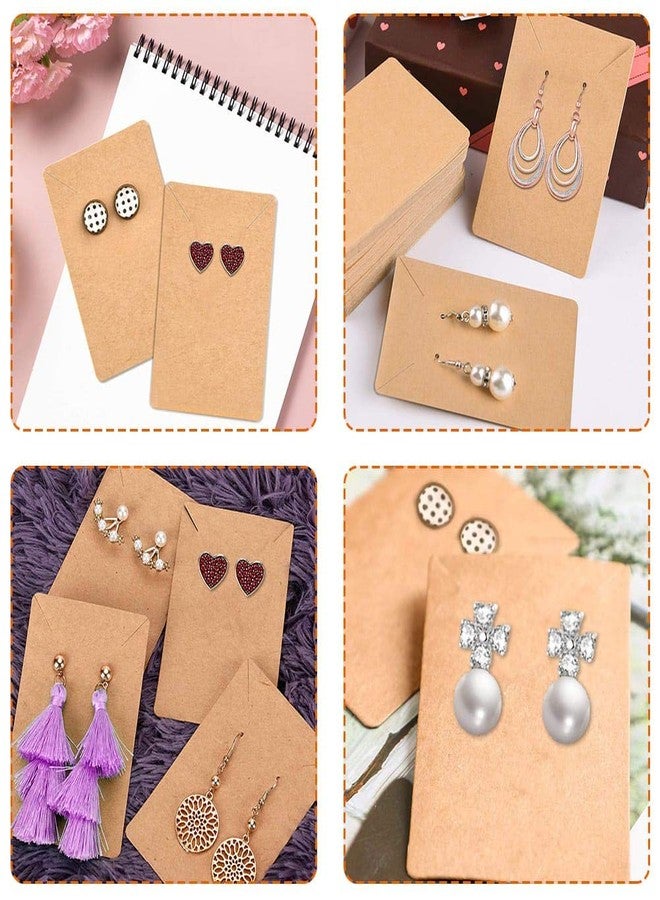 Anezus 100 Pcs Earring Display Cards with 200 Earring Backs and 100 Self-Sealing Bags for Earrings, Necklace & Jewelry Display, Kraft Color 3.5x2.4 Inches - Image 5